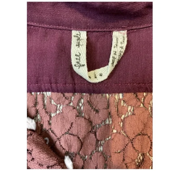 Free People Cotton Blend Lace Tunic Size 4 Bohemian Romantic‎ Feminine - Picture 9 of 10